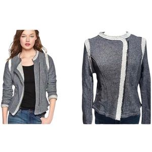 NWT! GAP French Terry Moto Jacket Navy/White Medium